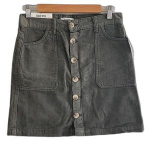 New Kensie Corduroy Skirt in Teal Slate Gray Cotton Short 16.5" Size 2/26 $68
